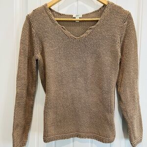 J. Jill Scalloped V-Neck Cotton Sweater